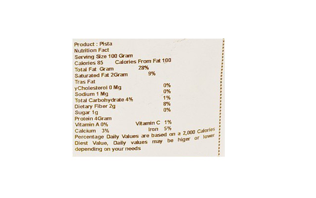 Sainik's Dry Fruit Mall Pistachios    Pack  250 grams